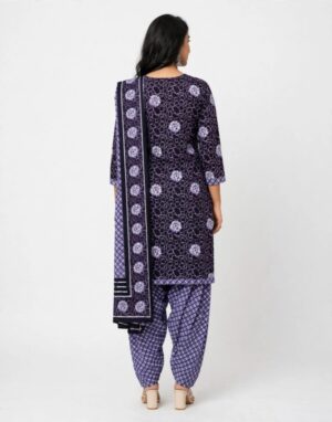 Pranjul Patiala Salwar Suit with Dupatta, 100% Pure Cotton, Fully Stitched Slate Purple