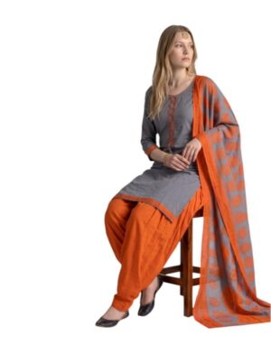 Cotton Fancy printed Designer Patiala Suit Cement Grey