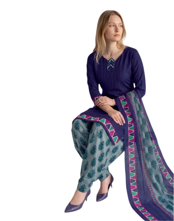 Butter Crepe Fancy printed Designer Patiyala Midnight Blue1 Butter Crepe Fancy printed Designer Patiyala Midnight Blue1