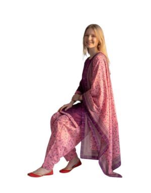 Cotton Fancy printed Designer Patiala Suit Plum Purple