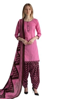 Cotton Fancy printed Designer Patiala Suit Candy Pink