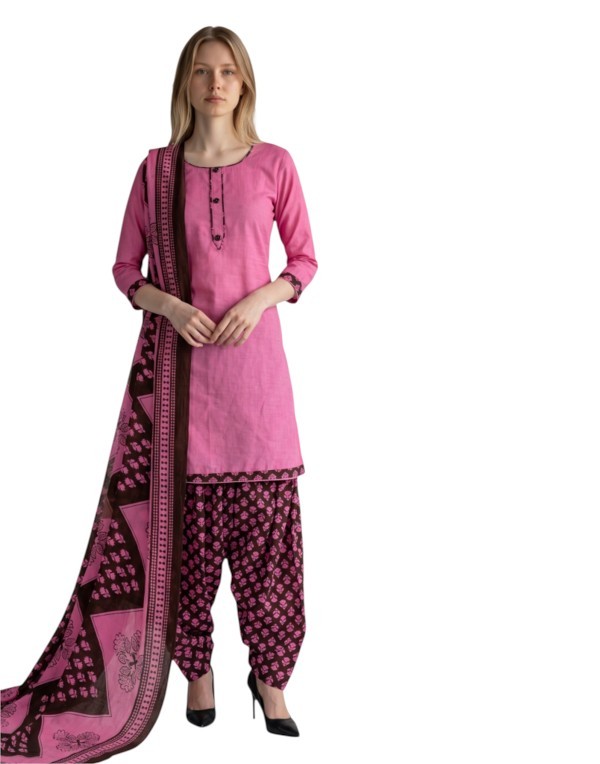 Cotton Fancy printed Designer Patiala Suit Candy Pink