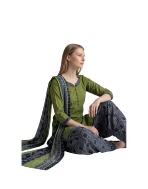 Cotton Fancy printed Designer Patiala Suit Mehendi Green