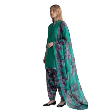 Cotton Fancy printed Designer Patiala Suit Emerald Green