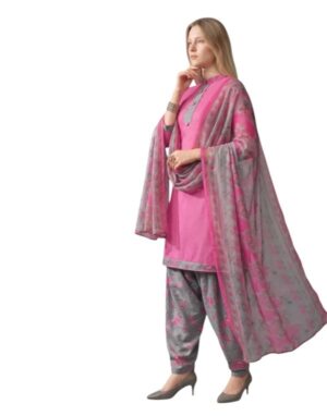 Cotton Fancy printed Designer Patiala Suit Bubblegum Pink