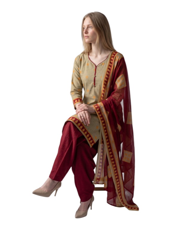 Butter Crepe Fancy printed Designer Patiyala Beige2 Butter Crepe Fancy printed Designer Patiyala Beige2
