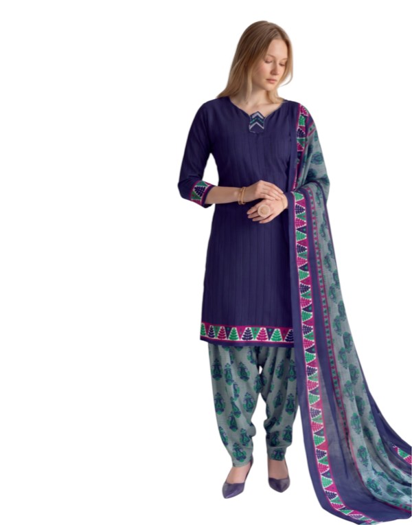 Butter Crepe Fancy printed Designer Patiyala Midnight Blue3 Butter Crepe Fancy printed Designer Patiyala Midnight Blue3