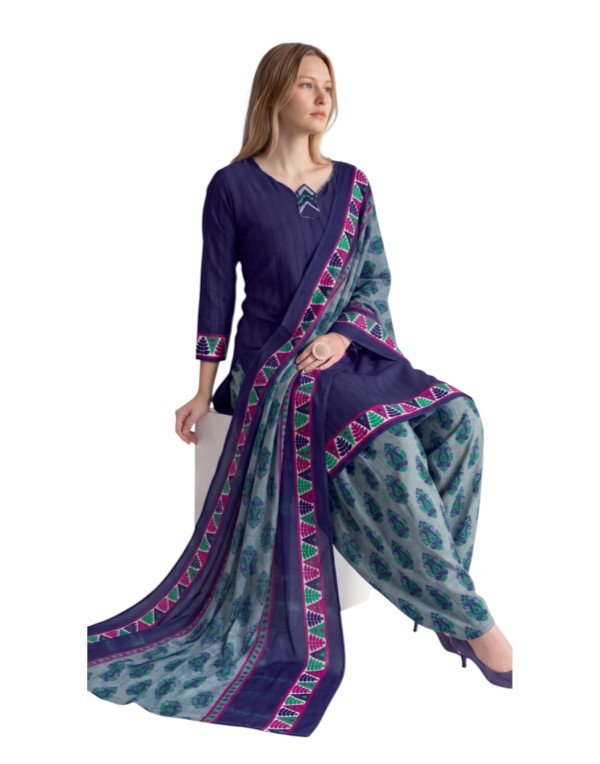 Butter Crepe Fancy printed Designer Patiyala Midnight Blue2 Butter Crepe Fancy printed Designer Patiyala Midnight Blue2
